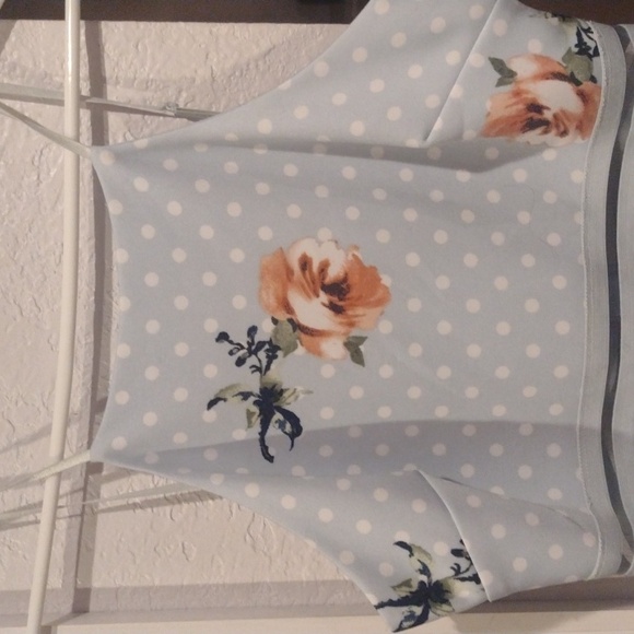 City Studios blue/gray polka dotted flower dress size 9 - Picture 2 of 10